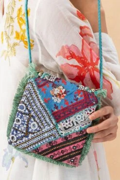 Vipul Shah Turquoise Banjara Embroidered Minion Clutch -Inca Sales Store 28823vs7 3