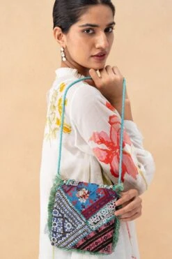 Vipul Shah Turquoise Banjara Embroidered Minion Clutch -Inca Sales Store 28823vs7 4