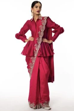 Jayanti Reddy Pink Zardosi Embroidered Sari