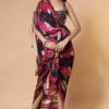 Saaksha & Kinni Red Floral Sari Dress & Embellished Bustier
