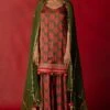 Pooja Keyur Olive Green Aari Embroidered Sharara Set