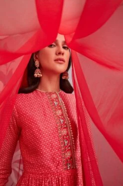 Ridhi Mehra Red Silk Peplum & Gharara Set With Dupatta 8 Ridhi Mehra Red Silk Peplum & Gharara Set With Dupatta -Inca Sales Store 2910rm03 3