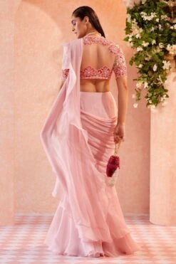 Ridhi Mehra Light Pink Embroidered Ruffle Sari -Inca Sales Store 2911rm02 3