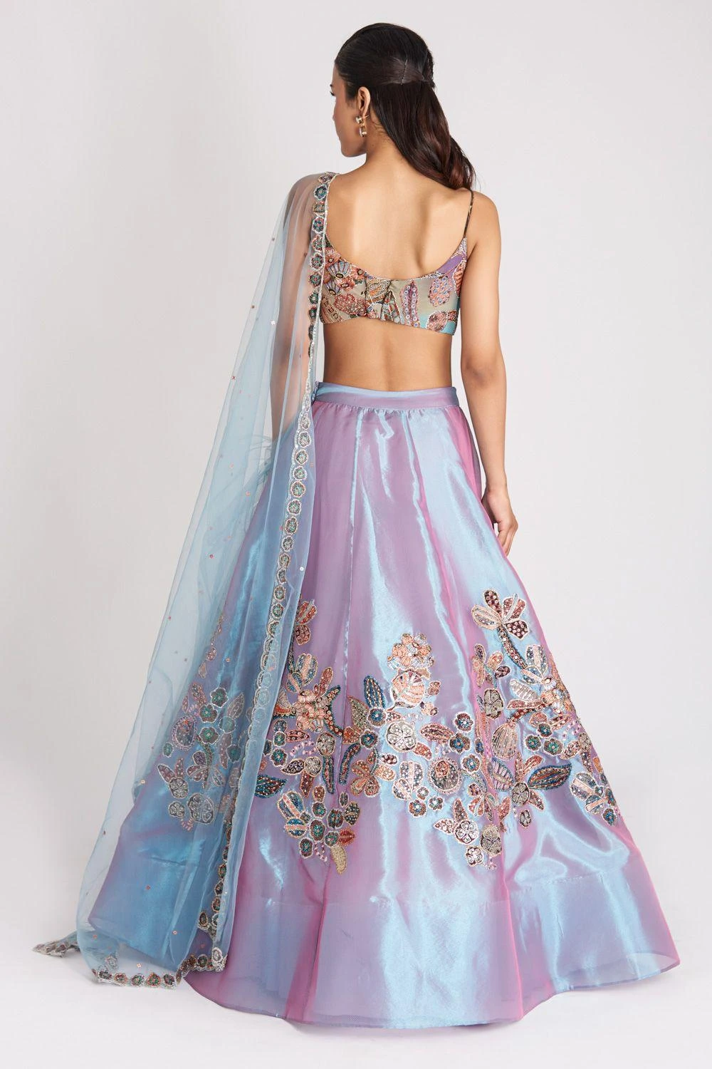 Aisha Rao Opaline Wisteria Blue Floral Lehenga Set 7 Aisha Rao Opaline Wisteria Blue Floral Lehenga Set - Image 5