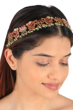 Riana Jewellery Enchanting Lotus & Peacock Mathapatti Hairband