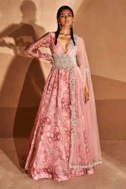 Bhumika Sharma Blush Pink Embroidered Anarkali Set