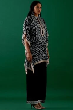 Rajdeep Ranawat Black Printed Silk Poncho -Inca Sales Store 2912rd4 3