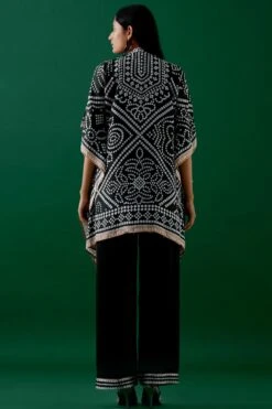 Rajdeep Ranawat Black Printed Silk Poncho -Inca Sales Store 2912rd4 5