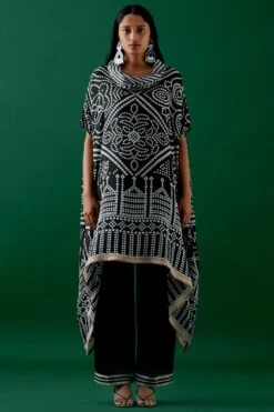 Rajdeep Ranawat Black Cowl Collar Kurta & Pants