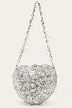 Doux Amour Silver Isa Crustal Heart Clutch