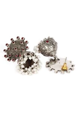 Sangeeta Boochra Silver Mellow Earrings With White Pearls -Inca Sales Store 29323sb54 3