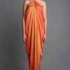 Amit Aggarwal Rust & Orange Panelled Draped Dress -Inca Sales Store 293ag14 1