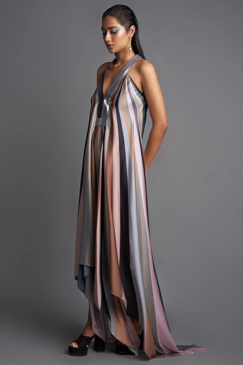 Amit Aggarwal Pebble Sunray Metallic Draped Dress 4 Amit Aggarwal Pebble Sunray Metallic Draped Dress - Image 2