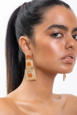 Energy Studio Khufu Earrings In Carnelian -Inca Sales Store 29423es4 2