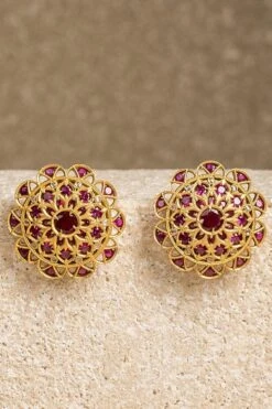 Tarun Tahiliani Accessories Ruby Stud Earrings -Inca Sales Store 29423tt15 2