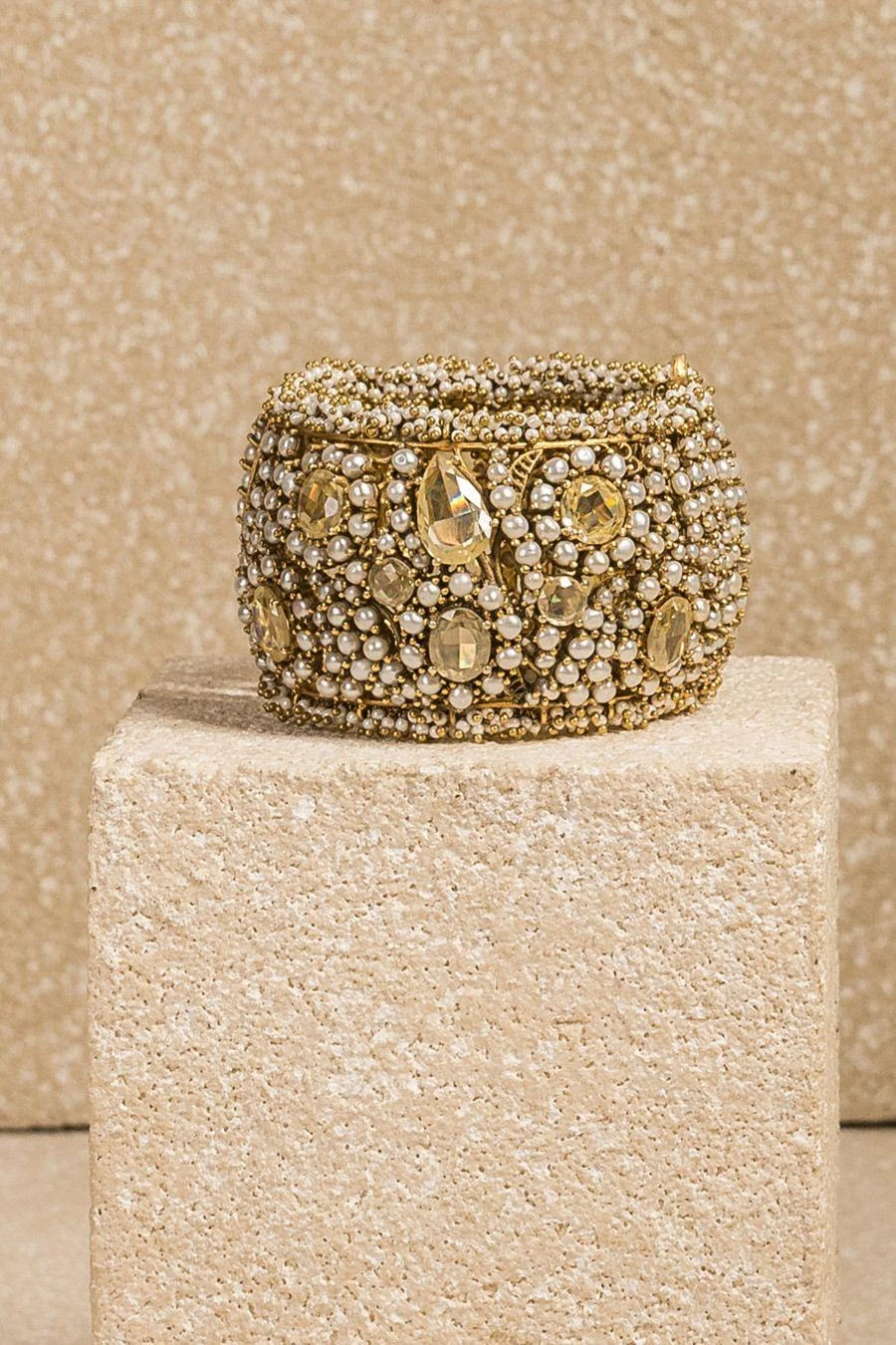 Tarun Tahiliani Accessories Pearl And Crystal Cuff 3 Tarun Tahiliani Accessories Pearl And Crystal Cuff