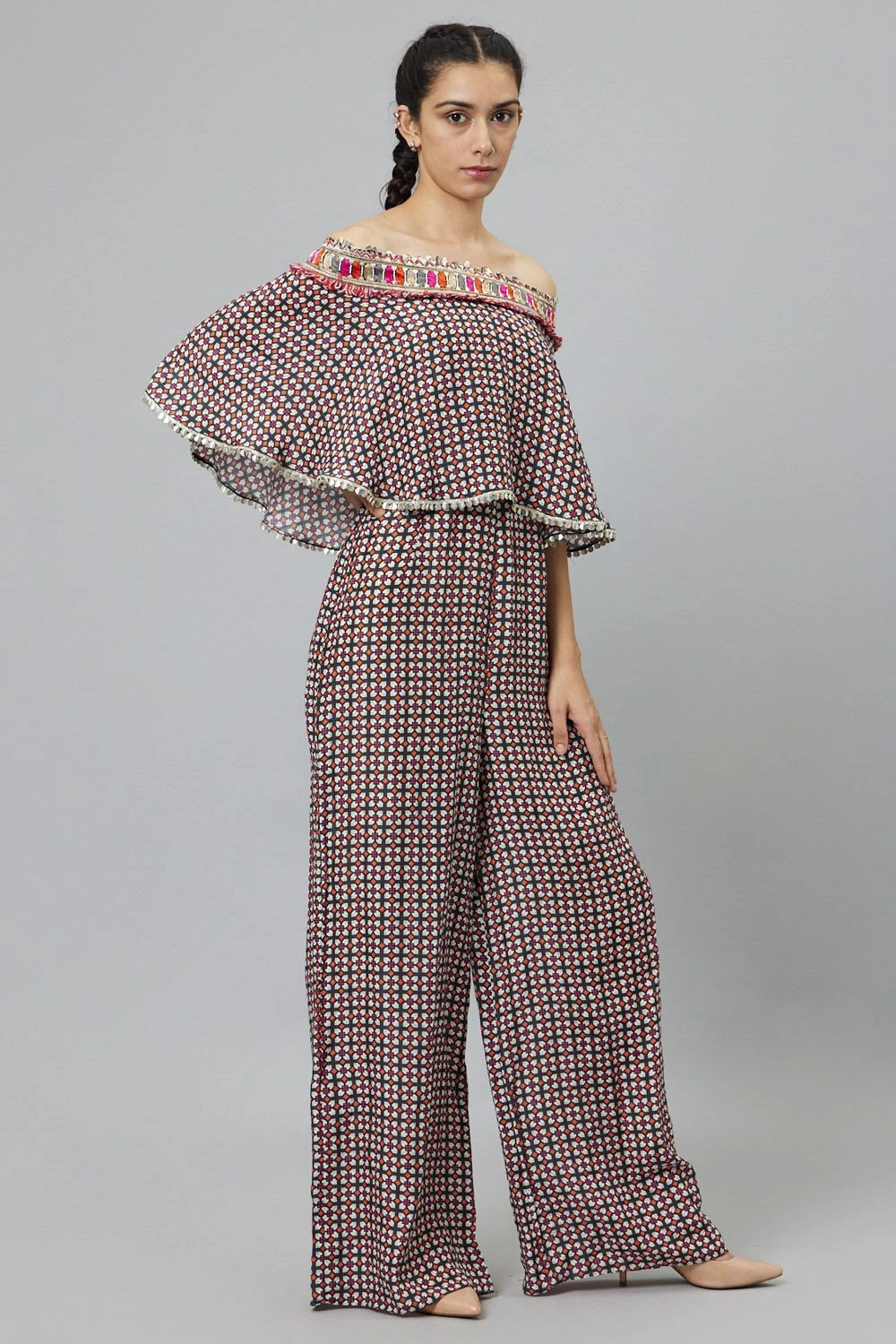 SVA Geometric Printed Cape Style Jumpsuit 4 SVA Geometric Printed Cape Style Jumpsuit - Image 2