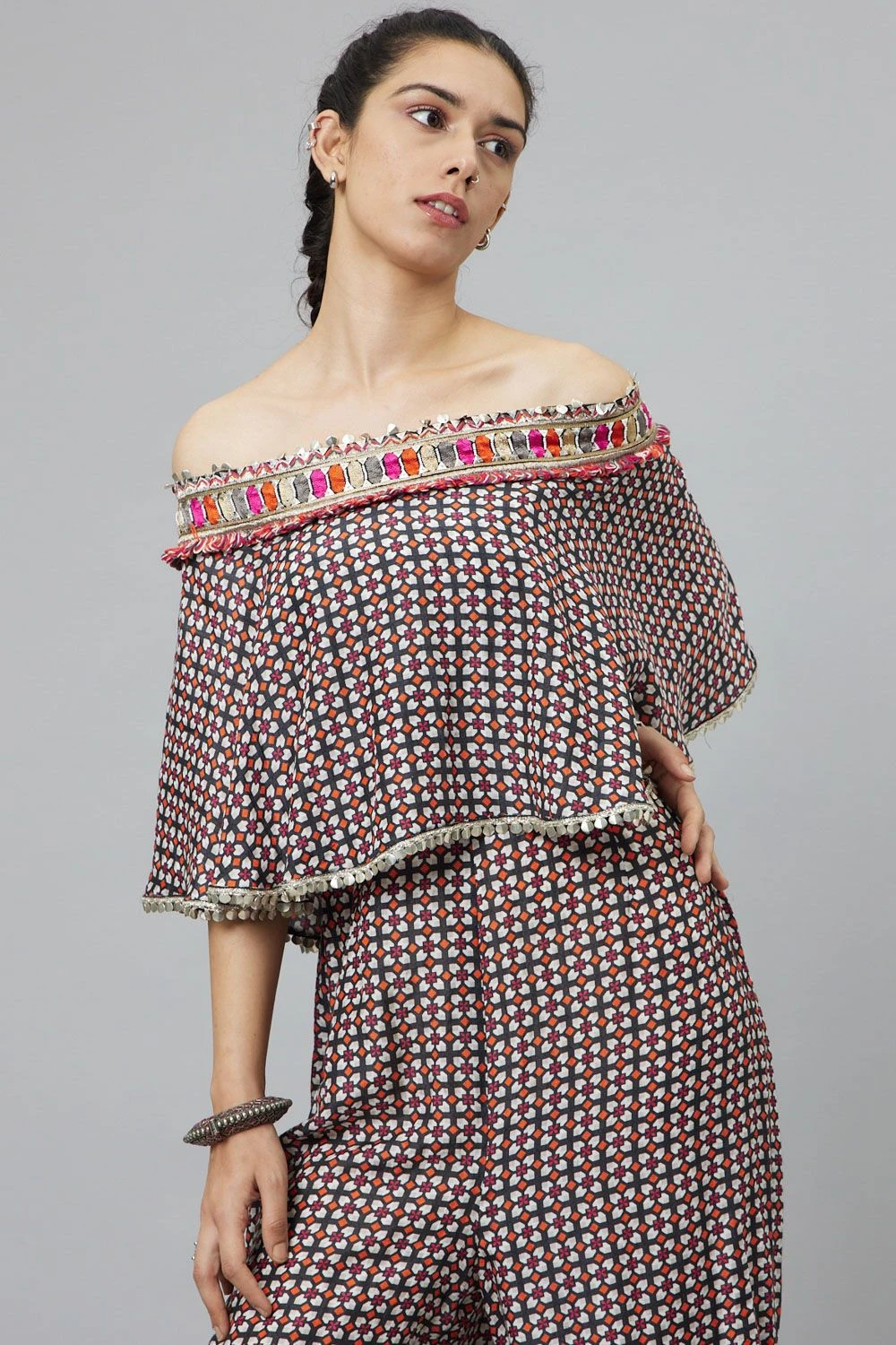 SVA Geometric Printed Cape Style Jumpsuit 6 SVA Geometric Printed Cape Style Jumpsuit - Image 4