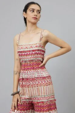 SVA Ivory Multi Hued Bell Bottom Jumpsuit -Inca Sales Store 29523sva29 4