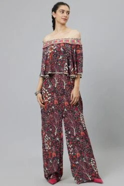 SVA Grey Off Shoulder Jumpsuit