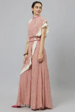 SVA Ivory Geometric Printed Draped Sari & Sharara Set 8 SVA Ivory Geometric Printed Draped Sari & Sharara Set -Inca Sales Store 29523sva34 2