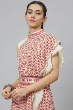 SVA Ivory Geometric Printed Draped Sari & Sharara Set 10 SVA Ivory Geometric Printed Draped Sari & Sharara Set -Inca Sales Store 29523sva34 4