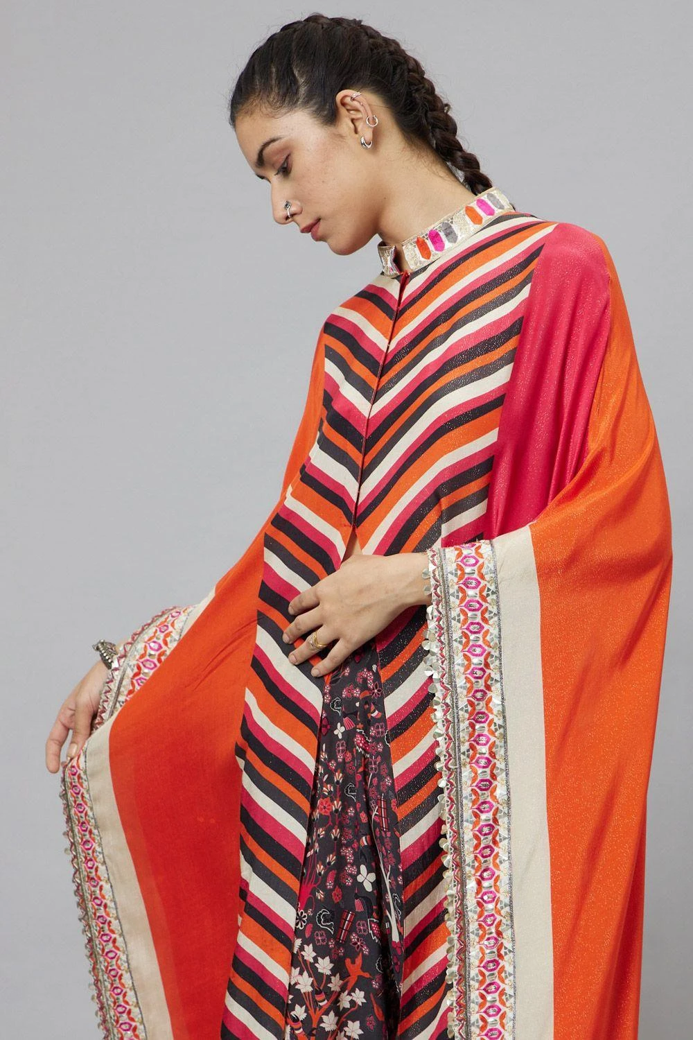 SVA Orange Front Open Kaftan Set 6 SVA Orange Front Open Kaftan Set - Image 4