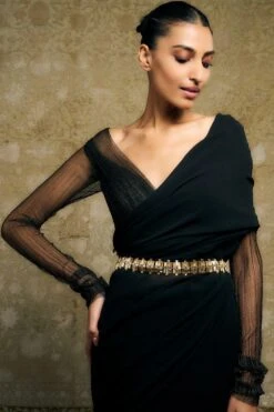 Tarun Tahiliani Accessories Gold Crystal Belt
