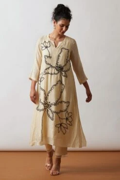 ONE NOT TWO Ivory Floral Embellished Kurta Set