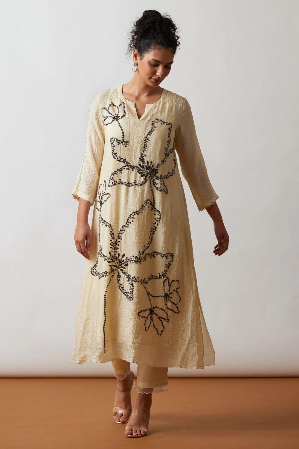 ONE NOT TWO Ivory Floral Embellished Kurta Set 3 ONE NOT TWO Ivory Floral Embellished Kurta Set