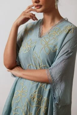 ONE NOT TWO Cloud Blue Floral Embellished Kaftan Set -Inca Sales Store 29623ont18 4