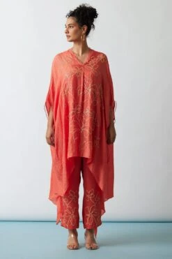 Best Seller 9 ONE NOT TWO Coral Floral Embellished Kaftan Set