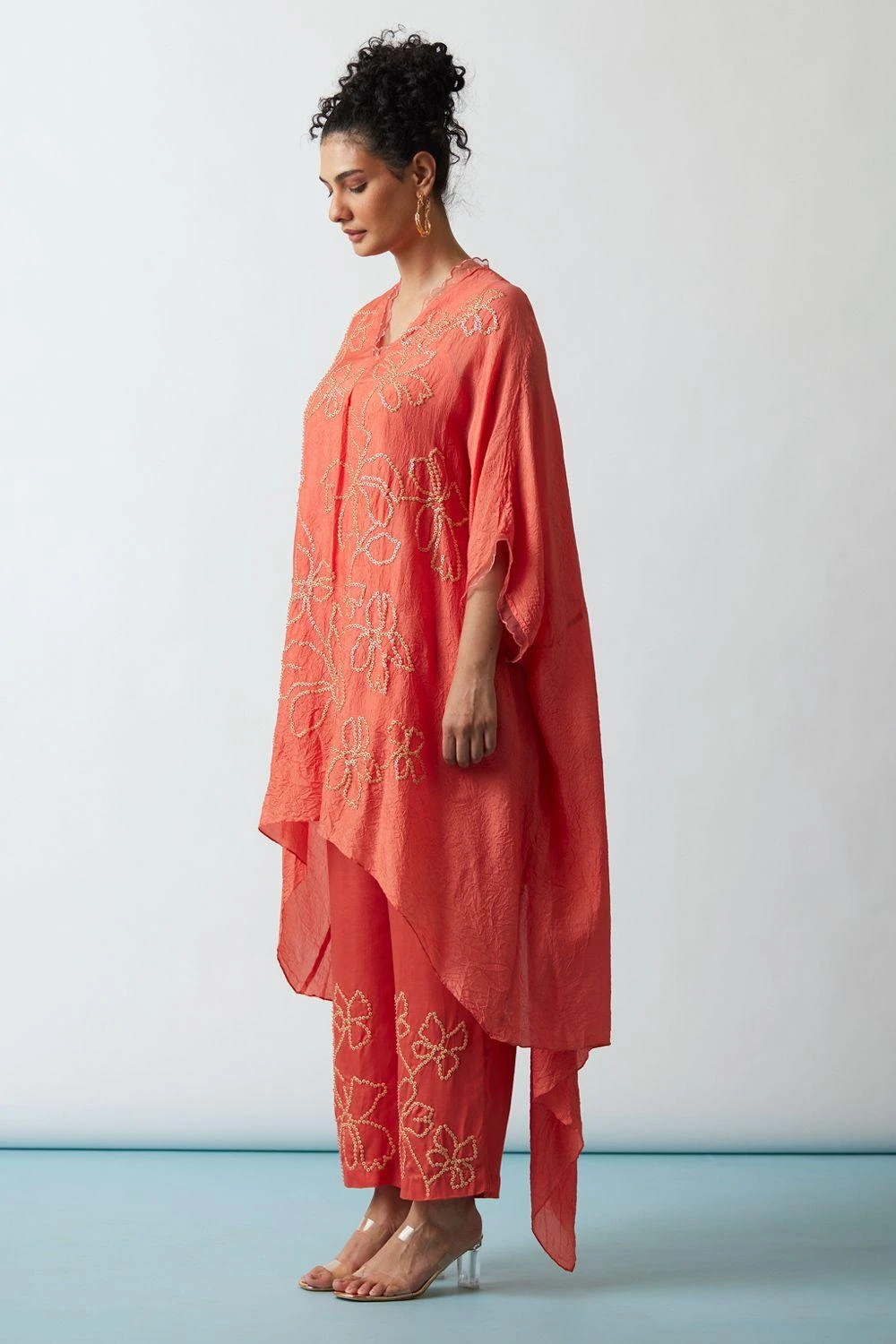 ONE NOT TWO Coral Floral Embellished Kaftan Set 4 ONE NOT TWO Coral Floral Embellished Kaftan Set - Image 2