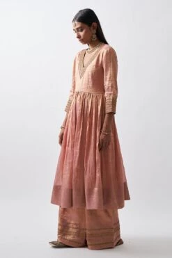 Rhua Gold Peach Handwoven Anarkali Set 9 Rhua Gold Peach Handwoven Anarkali Set -Inca Sales Store 296rhu1 3