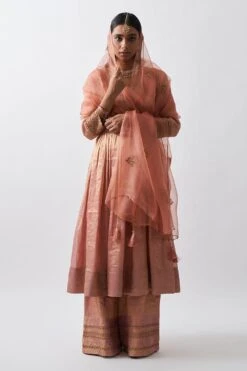 Rhua Gold Peach Handwoven Anarkali Set 10 Rhua Gold Peach Handwoven Anarkali Set -Inca Sales Store 296rhu1 4