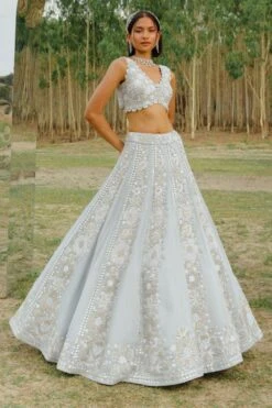 Mishru Cloudy Blue Embroidered Lehenga Set -Inca Sales Store 297misro37 2