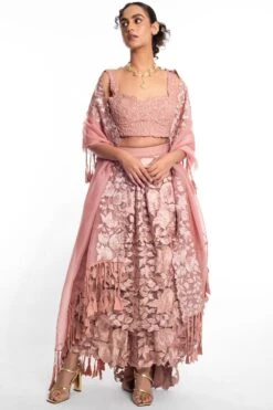 Aikeyah Pink Floral Embellished Lehenga Set