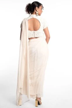 Aikeyah White Draped Sari With An Embellished Blouse 11 Aikeyah White Draped Sari With An Embellished Blouse -Inca Sales Store 29ai7 5