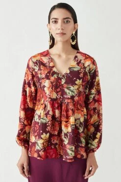 Payal Pratap Wine Drape Pants In Satin -Inca Sales Store 2vr 70a 4