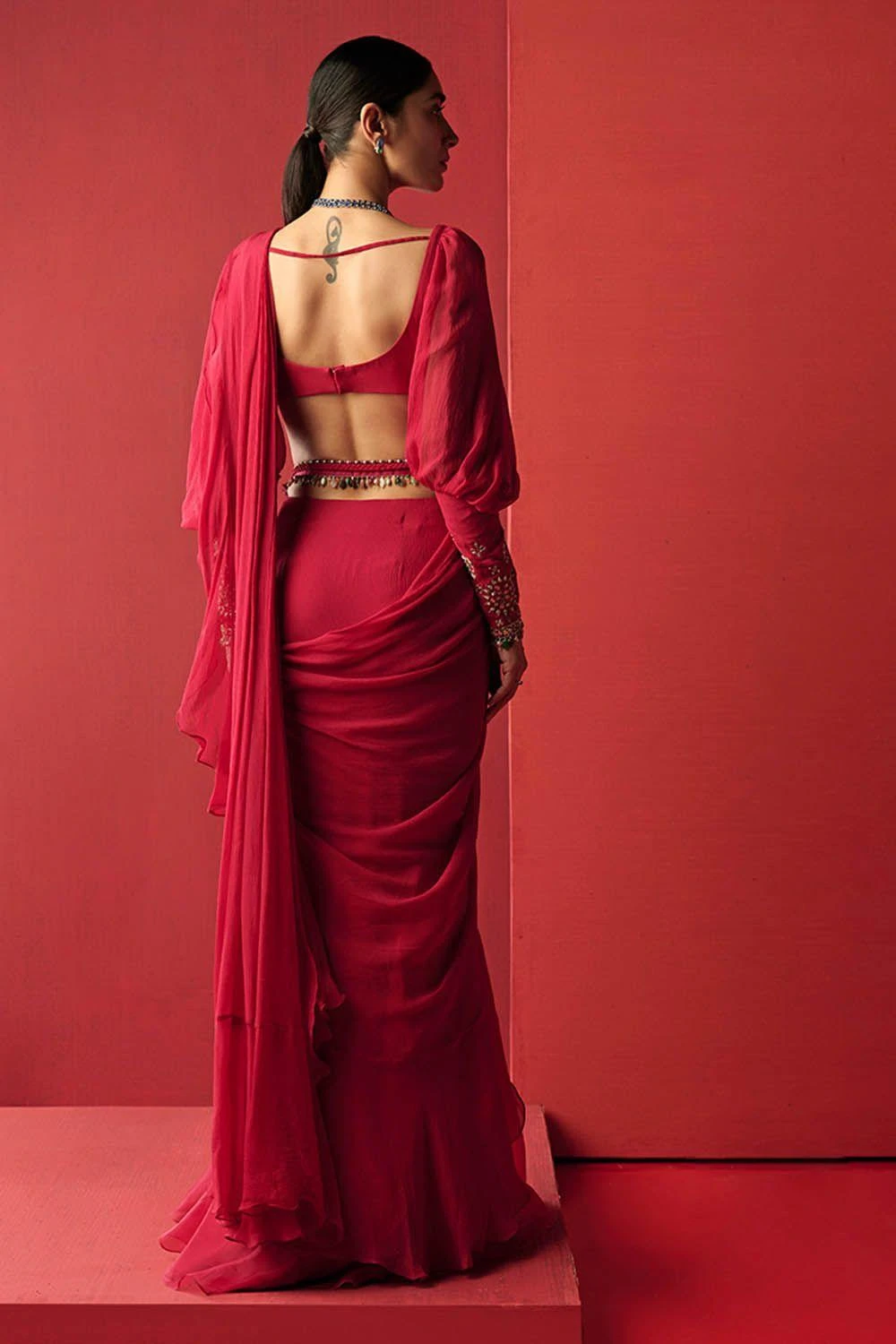 Ridhi Mehra Berina Draped Ruffle Sari With Belt 5 Ridhi Mehra Berina Draped Ruffle Sari With Belt - Image 3