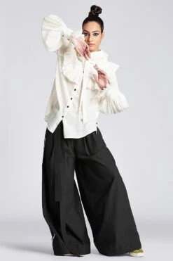 Chola White U Shape Frill Yoke Shirt