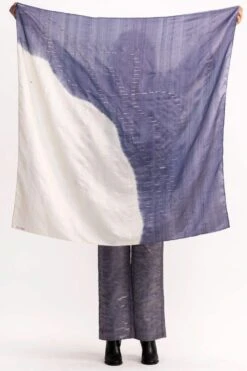 Medium Grey & Ivory Jamdani & Shibori Scarf