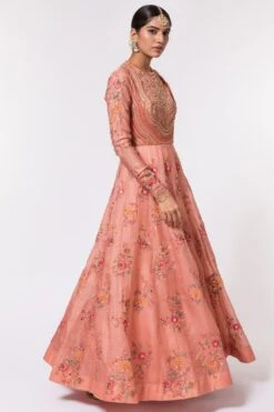 Petticoat Lane By Divya Peach Embroidered Organza Anarkali -Inca Sales Store 303pl1 2