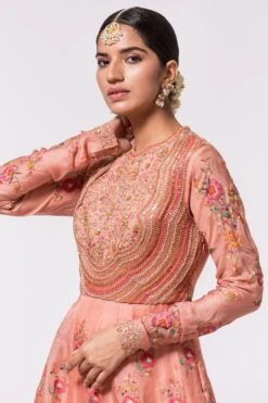 Petticoat Lane By Divya Peach Embroidered Organza Anarkali -Inca Sales Store 303pl1 4