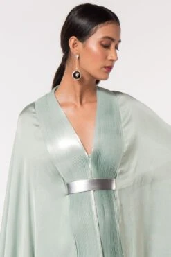 Amit Aggarwal Mint Panelled Cape With Belt -Inca Sales Store 305aa3 4