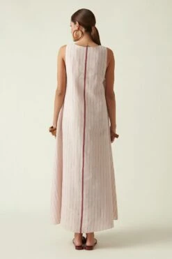 Payal Pratap Beige V-neck Striped Dress 9 Payal Pratap Beige V-neck Striped Dress -Inca Sales Store 306pp18 4