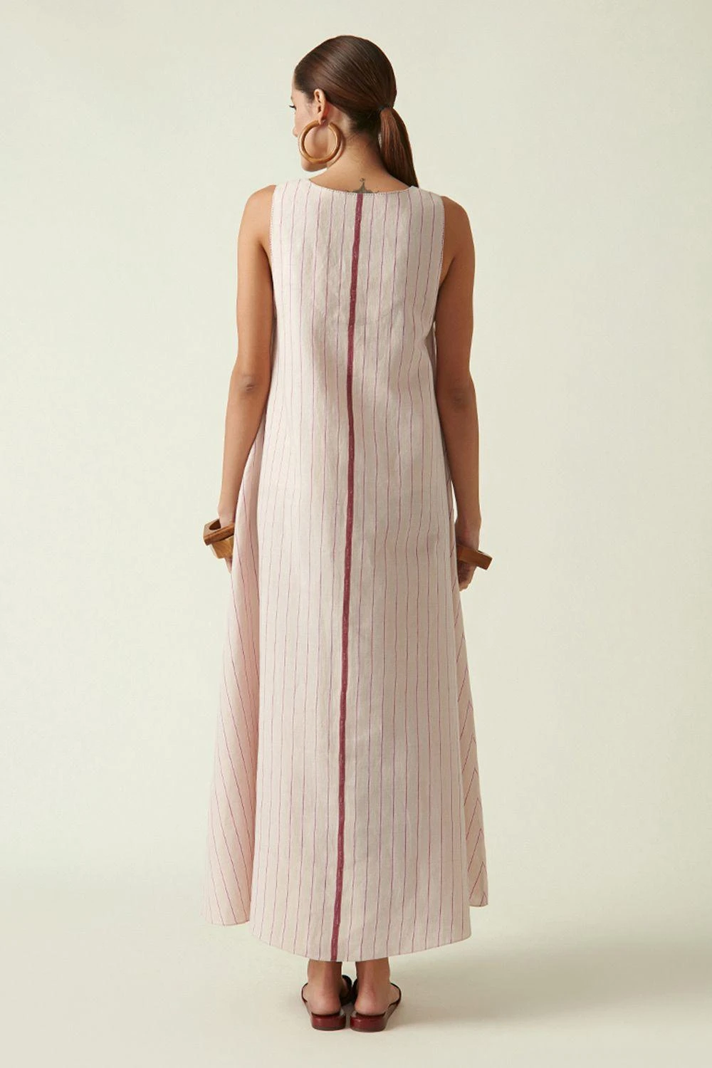 Payal Pratap Beige V-neck Striped Dress 6 Payal Pratap Beige V-neck Striped Dress - Image 4