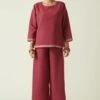 Payal Pratap Burgundy Straight Pants