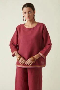 Payal Pratap Burgundy Straight Pants -Inca Sales Store 306pp26 3