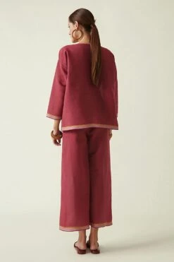 Payal Pratap Burgundy Straight Pants -Inca Sales Store 306pp26 4